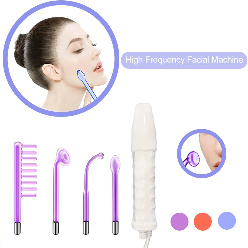 

4In1 High Frequency Facial Machine Skin Therapy Electrode Wand Neon Electrotherapy Glass Tube Acne Spot Remover Skin Care Device