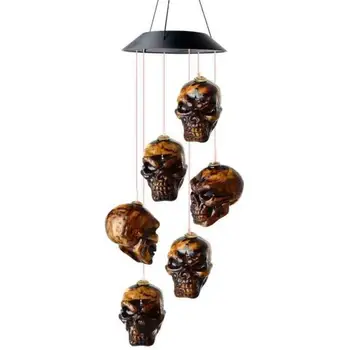 LED Solar Wind Chime Halloween Decoration Crystal Ball Hummingbird Wind Chime Light Color Changing Waterproof Solar Light 2