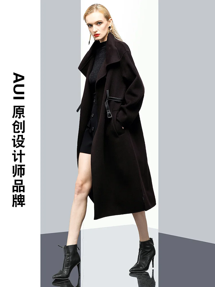 

Temperament Goddess Style Handsome Simple Standing Neck Woolen Coat Women's Winter 2023 New Waist Shrinking Woolen Coat Trend