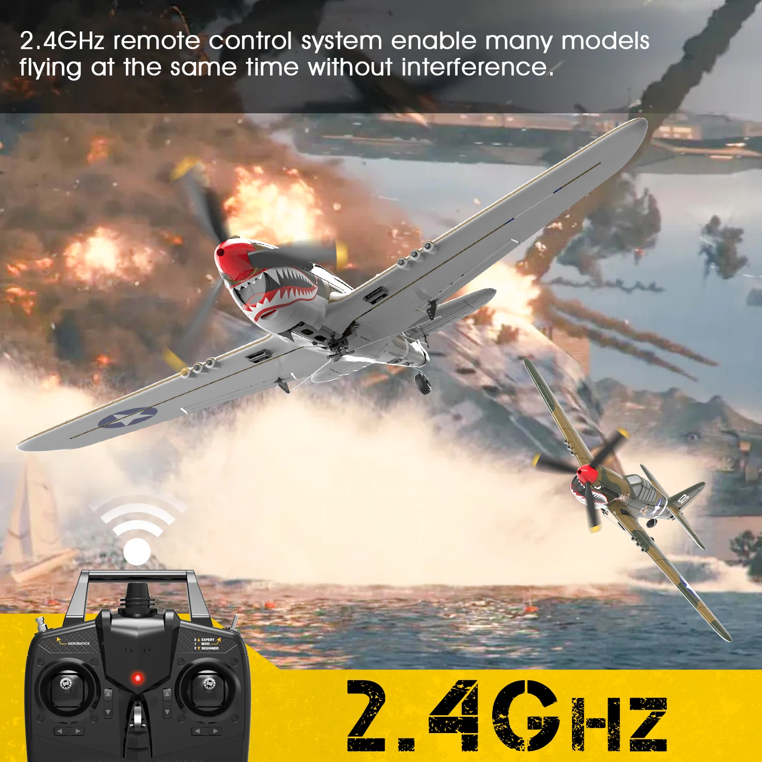 P40 RC Plane 2.4GHz 4CH EPP 6-Axis Gyro Remote Control Airplane One-Key U-Turn Aerobatic RC Fighter Aircraft RTF 761-13 Toy Gift 3