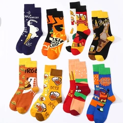 Autumn Winter Men's Socks Fashion Colorful AB Style Burger Beer Novelty Cotton Socks Happy Fun Japanese Harajuku Women Stocking