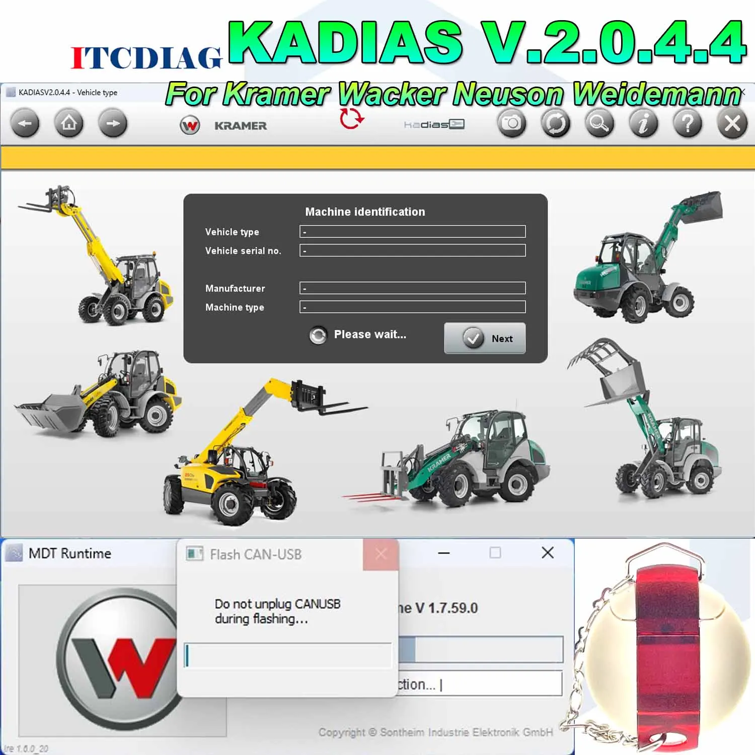 

KADIAS v.2.0.4.4 UNLIMITED for Kramer Wacker Neuson Weidemann Supports CANFox EC2112 IFM USB/CAN-RS232 for Wheelloader Excavator