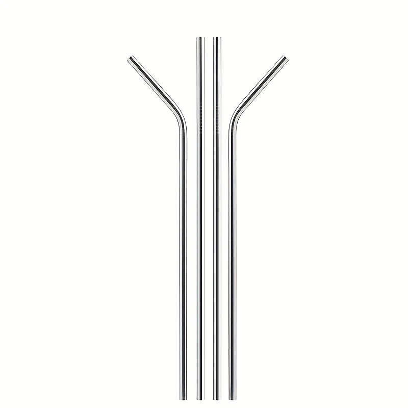 Drinking Straws Metal Straw Set Straw Cleaner Brush Reusable Metal Drinking Straight Bent Straws Portable Stainless Steel Travel Straw Cleaning Brush 40oz Watercup Accessories