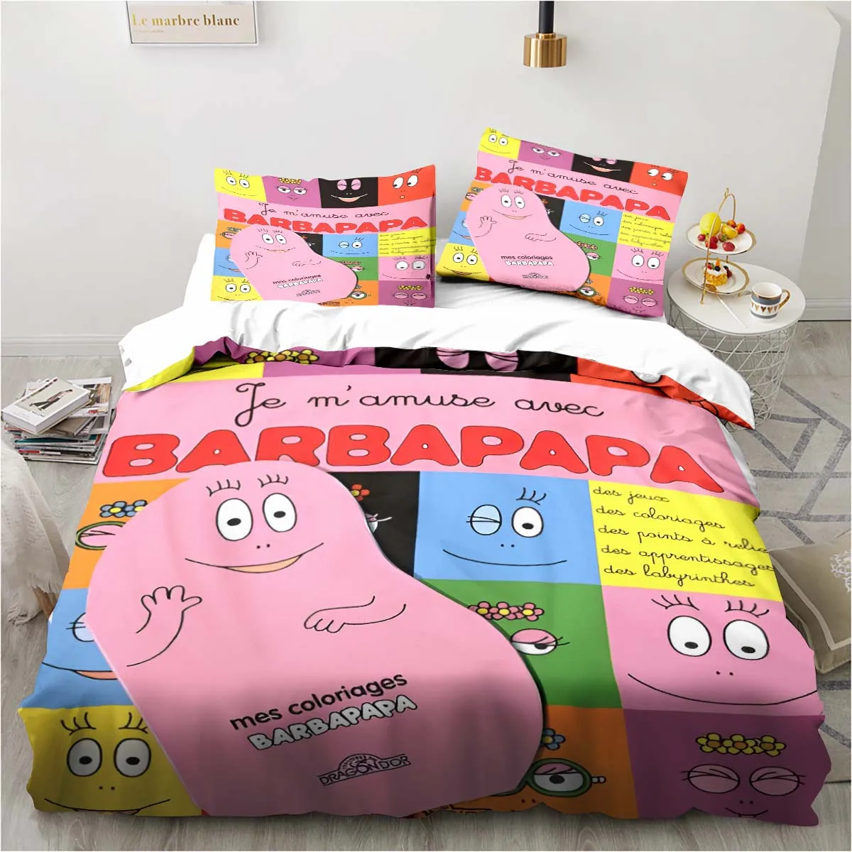 

Cute Cartoon Les Barbapapa Bedding Set Soft Duvet Cover Adult Kids Bedroom Single Double King Size Bed Duvet Cover Pillow Case