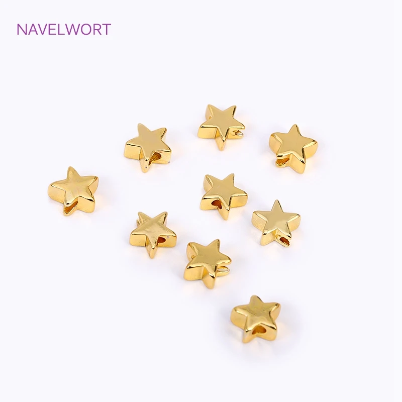 Messing 6mm Herz Spacer Perlen 18K vergoldet Pentagramm Perlen für Armbandherstellung Erkenntnisse, Schmuckherstellung Perlen, DIY Zubehör – Detail 33