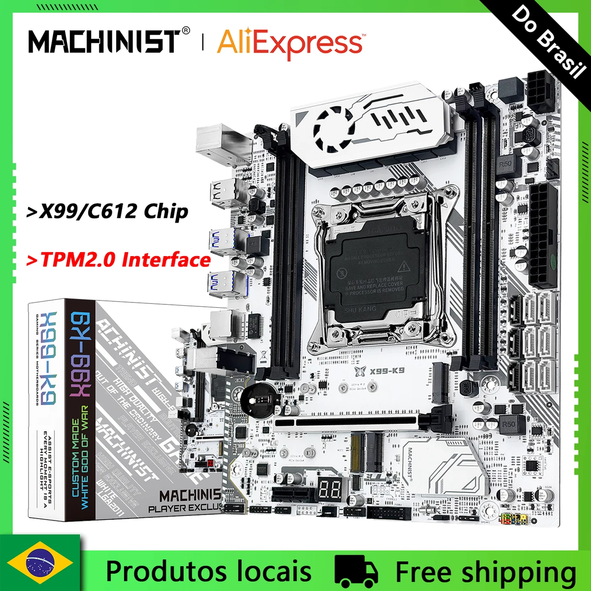 MACHINIST X99 K9 Motherboard C612 Chip Supports TPM 2.0 LGA 2011-3 CPU Four Channel DDR4 RAM PCIE3.0 USB3.0 for Desktop Host