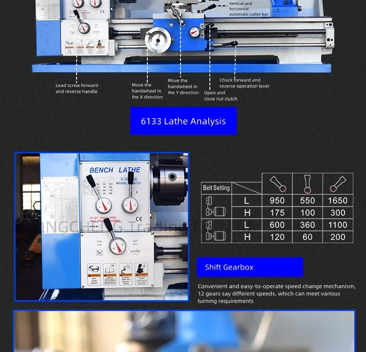 New Electric High-power Household Metal Lathe CQ6133 Desktop Lathe Small Process