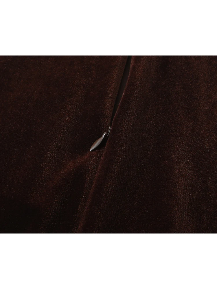 Women Velvet Mini Dress Lace Splicing Sleeveless Lace Splice Retro Casual Evening Party Dress Chic Half High Collar Dress