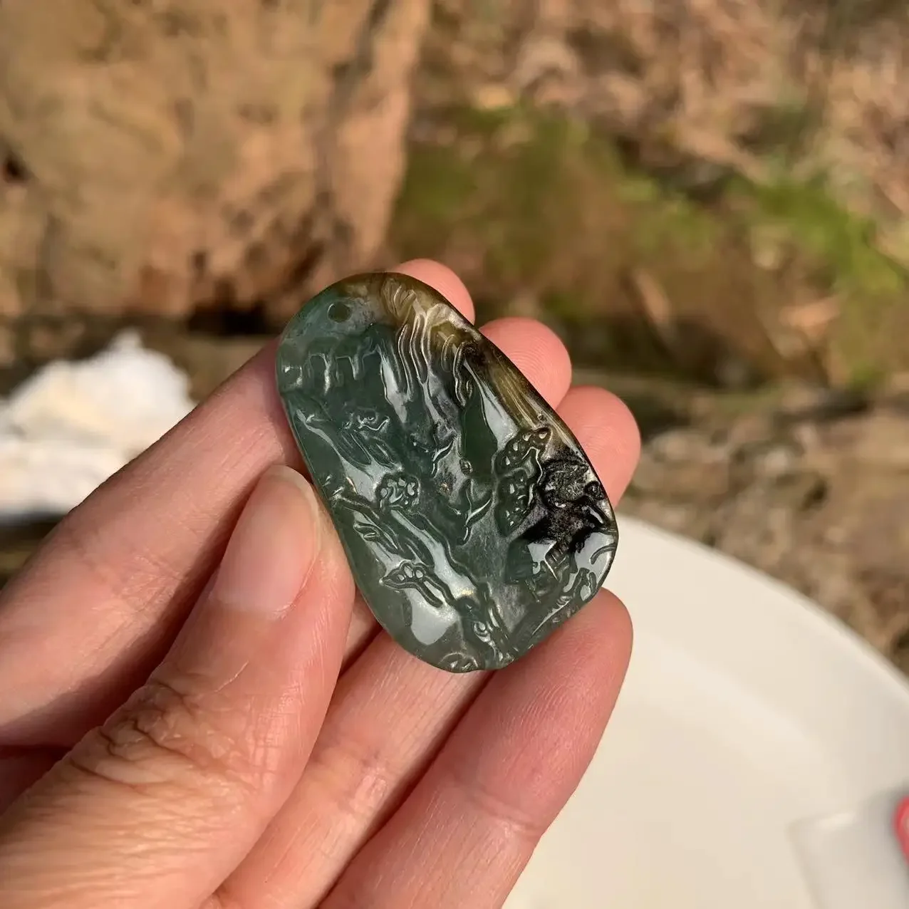 Natural Myanmar Jade  Jadeite carved Pendant Necklace high-end gift Round Donut Pendant Necklaces