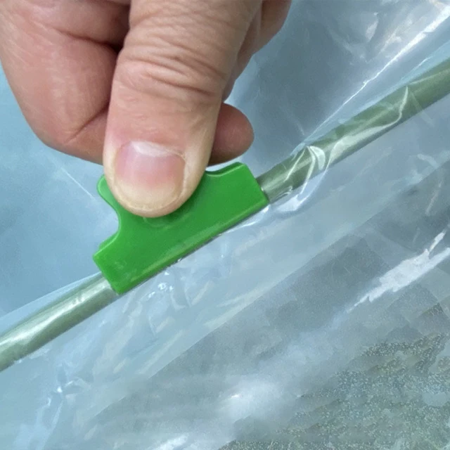 20 db Csőbilincsek Növény Tétek Filmklipek Üvegházhatású Kerti Háló Karika Bilincsek Szerszám Laminálási Csat Alagút Klipek - Image 4