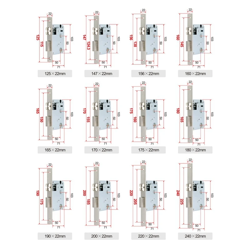 Door Lock 5050 Lock Body Metal Stainless Steel Electronic Lock Body 5050 Mortise Tuya Face Recognition Fingerprint Smart Door