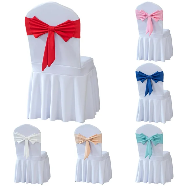 High Quality Chair Sash Spandex Fit All Chairs,With Decorative Ready Made Bow Tie Knot, Ideal for Wedding and Event Decoration