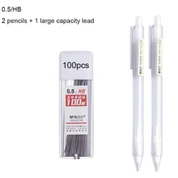 Premium Mechanical Pencil Lead Set - 2B/HB, 0.5/0.7mm - Ideal for Writing, Drawing, and School Supplies (2pen 1refill 0.5-HB)