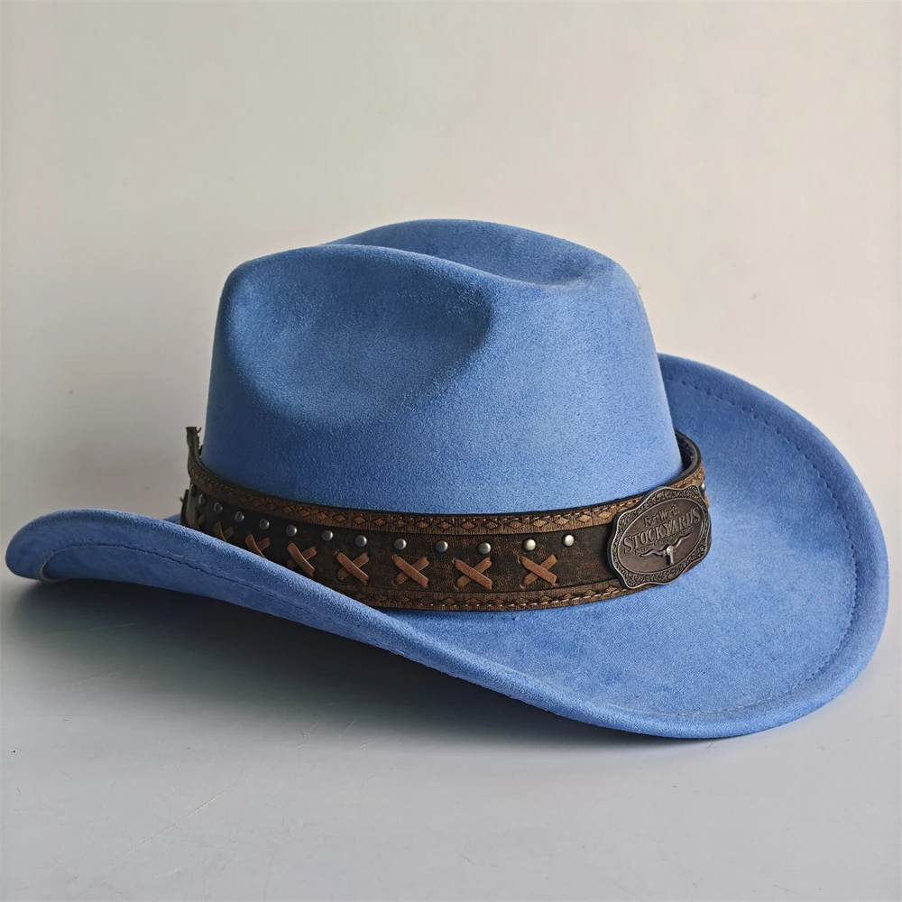 Western-Cowboyhut für Damen und Herren mit formbarer 7,5 cm breiter Krempe, Western-Wildlederhut für Cowboys und Cowgirls, Sombrero Vaquero – Detail 16