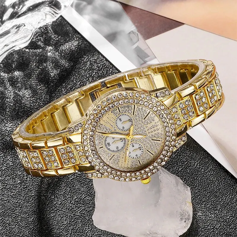 Women's Quartz Watch Gold Luxury Women Ring Necklace