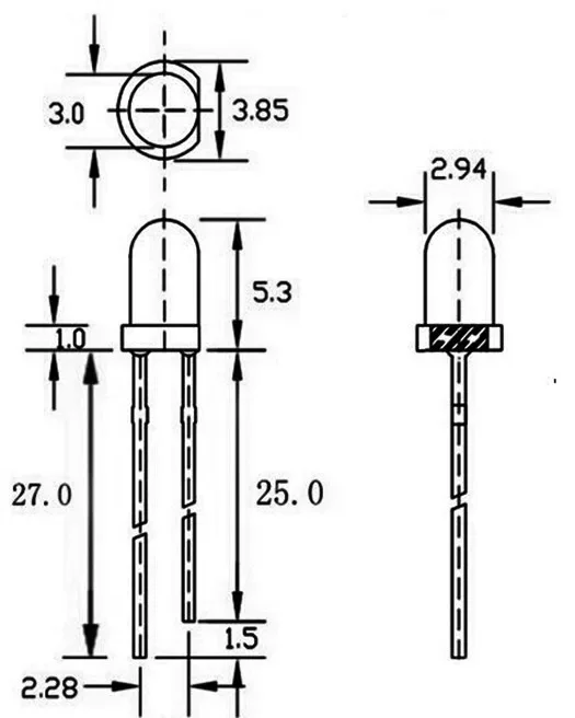 Pack of 100 Dual Color Misty Red/Blue/Green LED Lights - Two-Way Non-Polar 3mm Diodes
