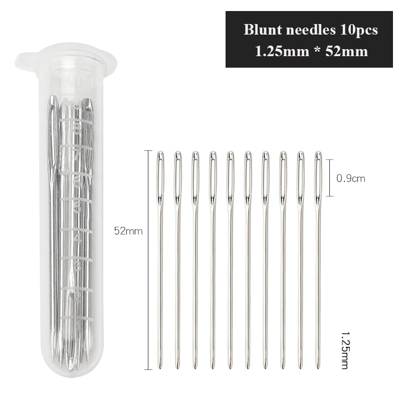 10-Piece Set of Large-Eye Blunt Stainless Steel Needles for Yarn and Leather Sewing