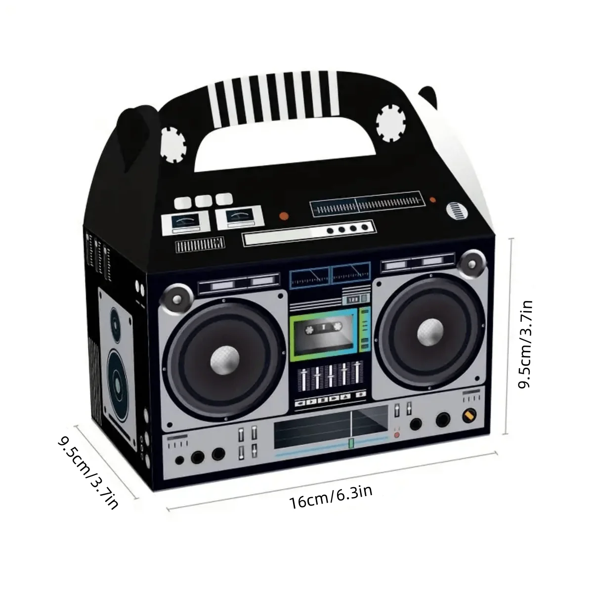 12Pcs, Radio Shaped Gift Box With Handle,90's Theme Party Supplies,Retro Bag For Keeping Candy Popcorn,Small Toys,Packaging Box 2