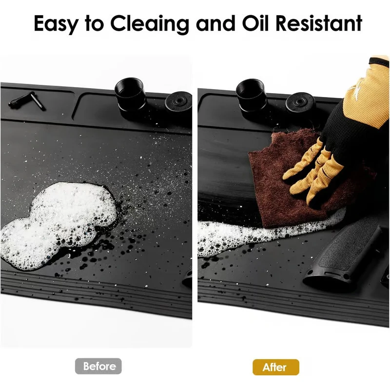 1PC Gun Cleaning Mat Rifle Pistol Gun Mat With Magnetic Dots Non-Slip With Organizer Parts Tray Protective Workbench Mat 4