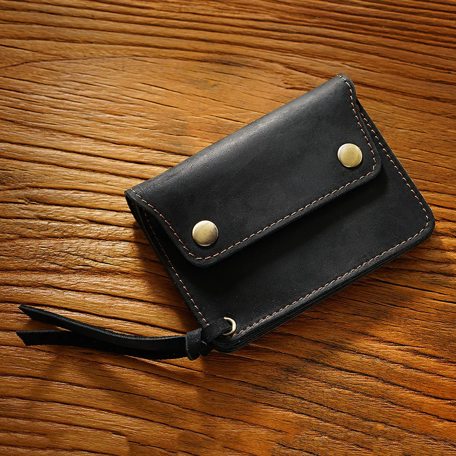 Mens Coin Purse - Leather - Snap Closure - Brown