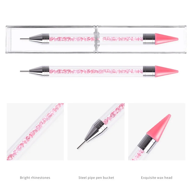 1PC Dual Heads Acrylic Metal Dotting Wax Pen Rhinestones Gem Picker Crystal Picking Nail Art Studs Dotter DIY Point Drill Tools 4