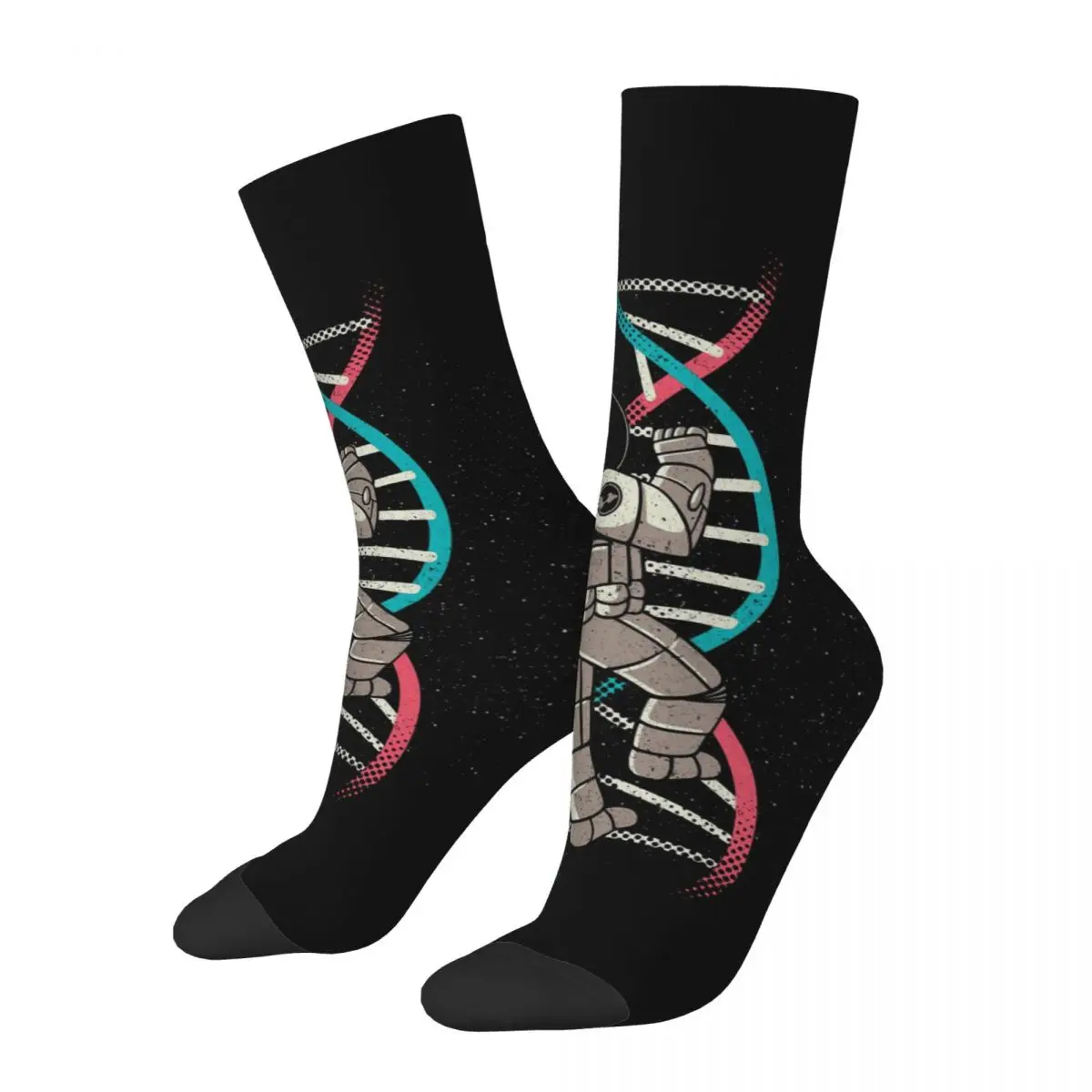 

Happy Funny Men's compression Socks DNA Science Retro Harajuku Astronaut Street Style Novelty Pattern Crazy Sock Gift Printed