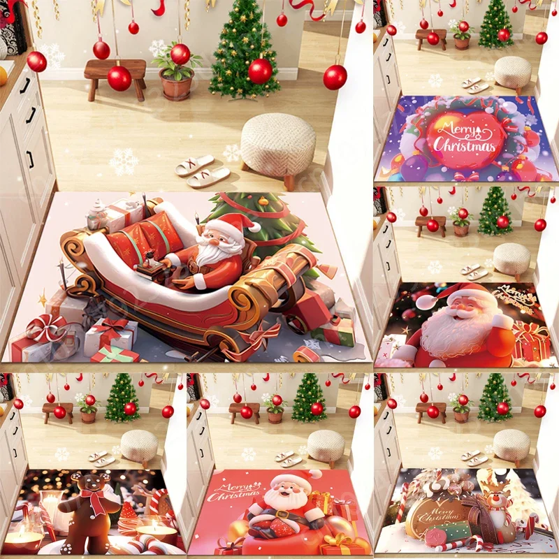 

Cartoon Christmas Carpet Entrance Door Mat Bath Non Slip Area Rugs for Home Bedroom Decoration Kitchen Washroom Soft Floor Mats