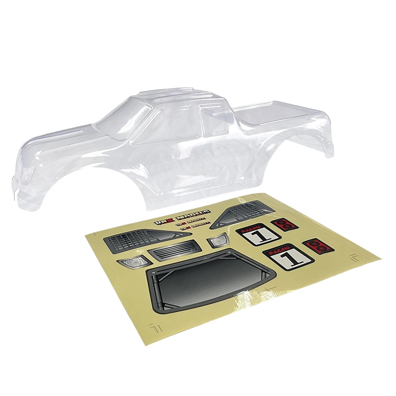 Coque PVC transparente VRX R0063/R0064 pour voiture RC 1/10, vue avant avec pare-chocs détaillé