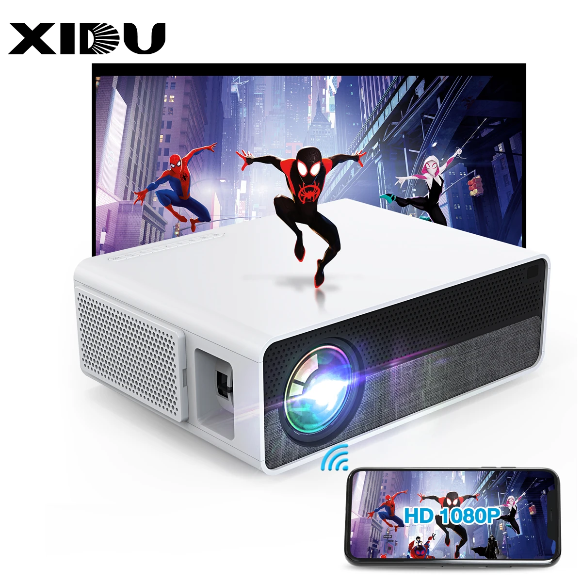 プロジェクター 高輝度 550ANSI ルーメン フルHD 1080p【4K対応／台形補正／5GWi-Fi＆Bluetooth 5.0対応／ズーム機能／デュアルスピーカー内蔵】天井 家庭用 ホームシアター グレー プロジェクター 高輝度 550ANSI ルーメン フルHD 1080p【4K対応／台形