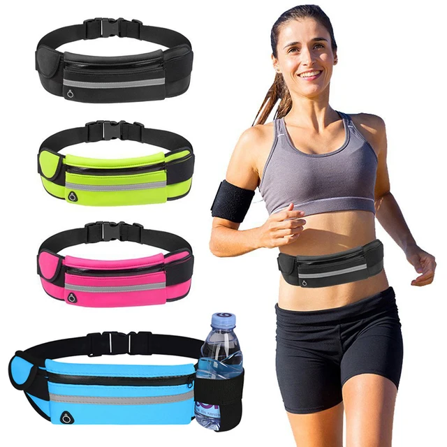 Running Belt Waist Bag Sports Fanny Pack with Water Bottle Holder Women Men Hydration Phone Holder Pouch Banana Bag 4