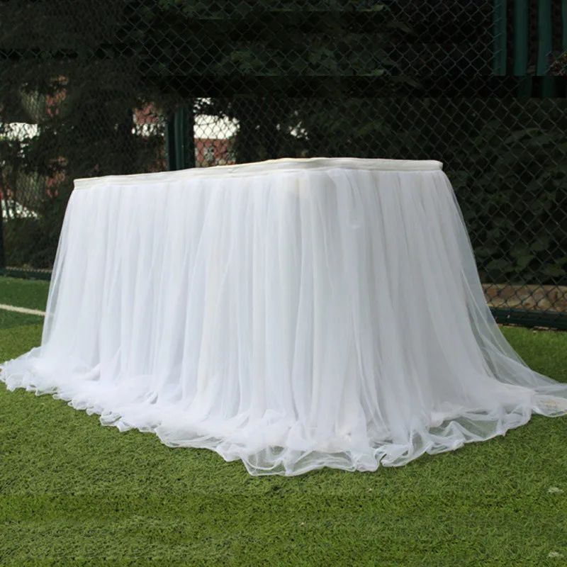 Table Skirt 100*75cm Party Table Skirt Tulle Table Cloth for Wedding Christmas Baby Shower Birthday Events Banquet Decor Home Decor