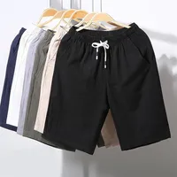 Men Shorts Slim Fit 2025 Summer Cotton Linen Knee Length Breathable Male Clothing Pure Straight Shorts Big Size M-6XL 7XL white 2