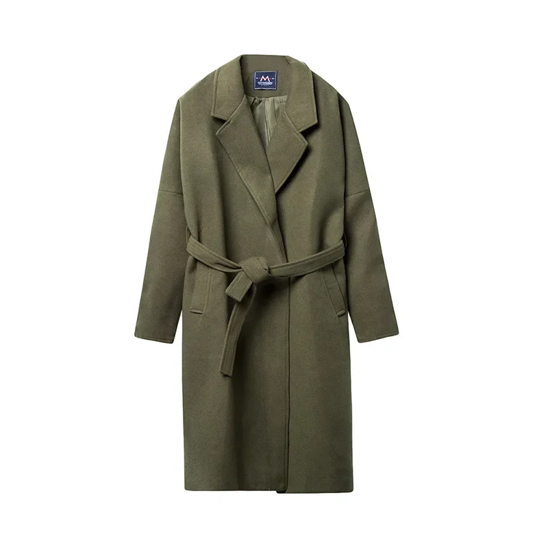Japanese Men's Knee Length Windbreaker Coat Thickened Warm Woolen Coat Men's Trendy Men's Loose Woolen Coat Korean Version