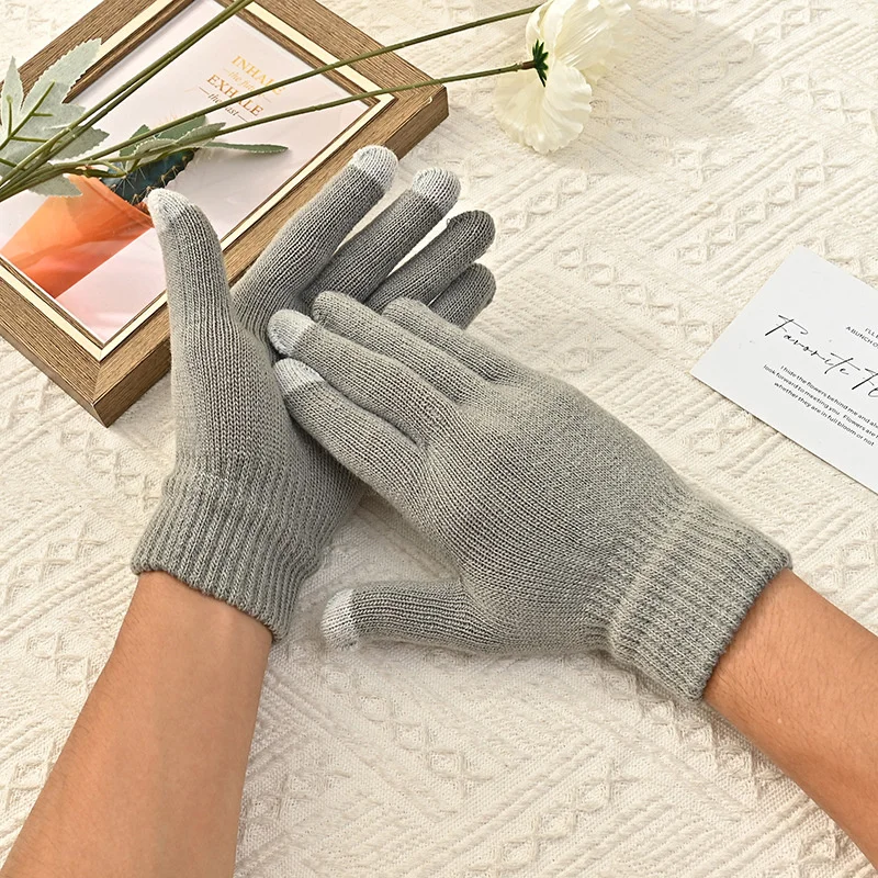 Winter Touch Screen Gloves Women Warm Stretch Knitted Mittens Full Finger Guantes Female Crochet Luvas