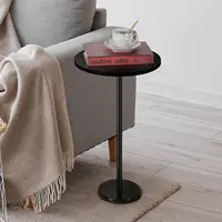 Drink Tables for Small Spaces Pedestal Side Table with Marble Base Small Round Side Table Black Coffee Table for Sofa 1