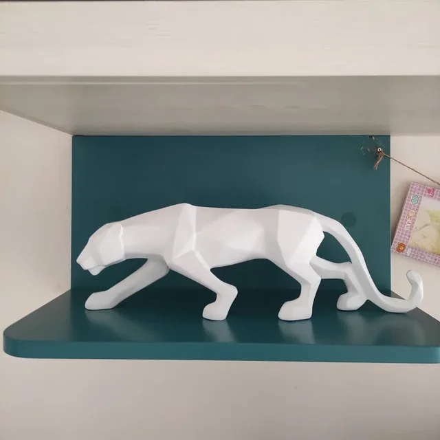 Statue de panthère en résine, décoration de maison, Figurine d'animal, Style géométrique abstrait, Sculpture léopard, artisanat de décoration de bureau et de maison 4