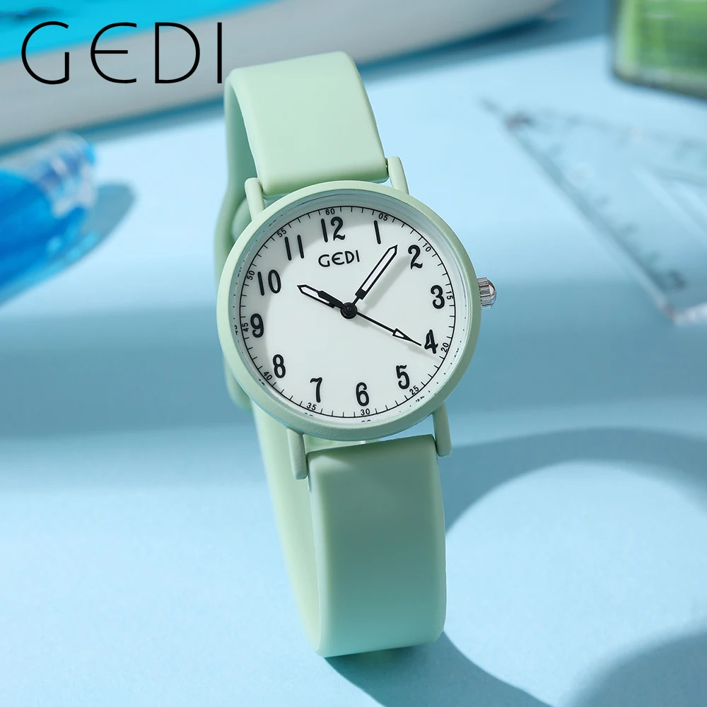 

GEDI Skin-frinedly Silicone Strap Kids Watch Boys Girls Students Children's Watch Luminous Waterproof Quartz Wrist Watch 31005