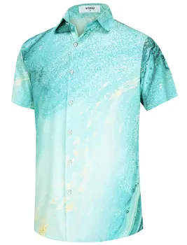 KYKU Men's Casual Button-Down Shirts Hawaiian Shirt Short Sleeve Beach Clothes with Pockets 4