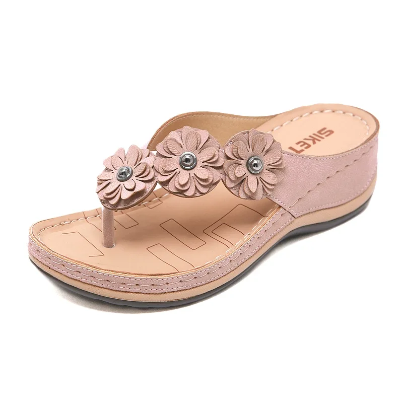 Women Sandals Summer Flat Sandal for Women 5 Colors Sandales Multicolor Retro Flowers Flip-flops Women Slippers Sandalias Mujer Platform Shoes