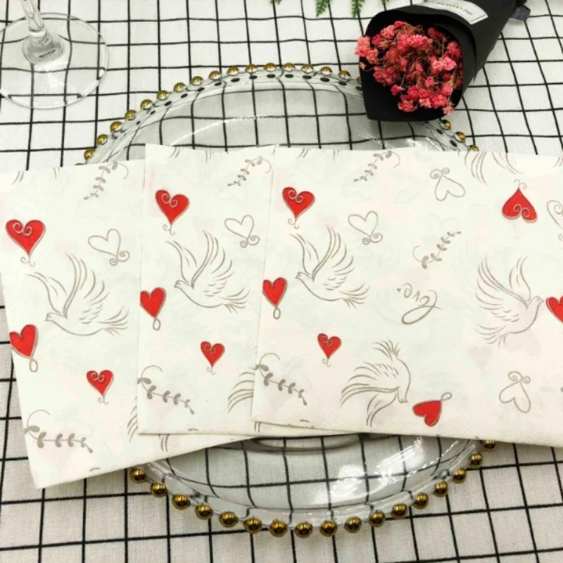 Colourful Printed Napkin Wedding Creative Paper Napkin Wedding Heart Shaped Facial Tissue Table Setting Paper Placemat 20pcs/pac paper napkins,tissue paper decoration