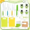 13 Pcs Montessori Kitchen Tools for Toddlers-Kids Cooking Sets Safe for Real Cooking Toddler Crinkle Cutter Kids Cutting Board 6