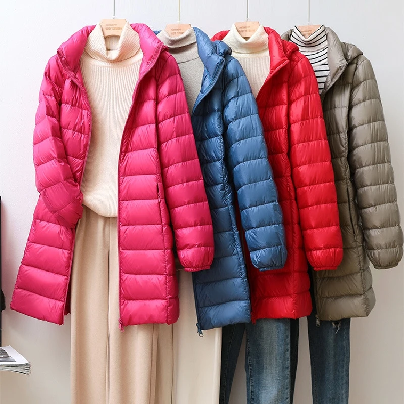 Chaqueta De Plumón SLOW DOWN Para Mujer - Ultraligera, Capucha Desmontable, Larga, Ideal Para Invierno