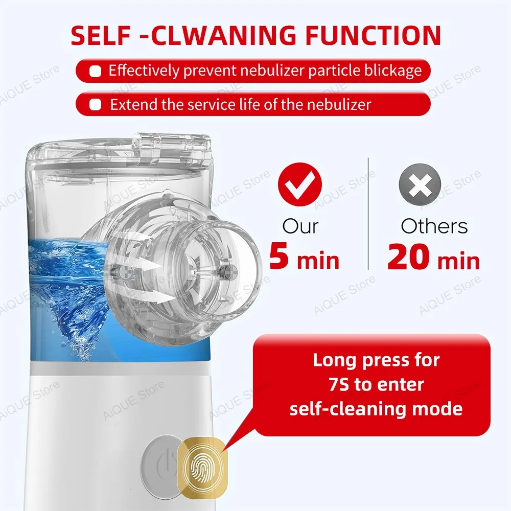 AiQUE 3.5&mu;m Rechargeable Mesh Nebulizer with LED Screen Silent Portable Medical Handheld Nebulizador Inhaler Inhalator Atomizer