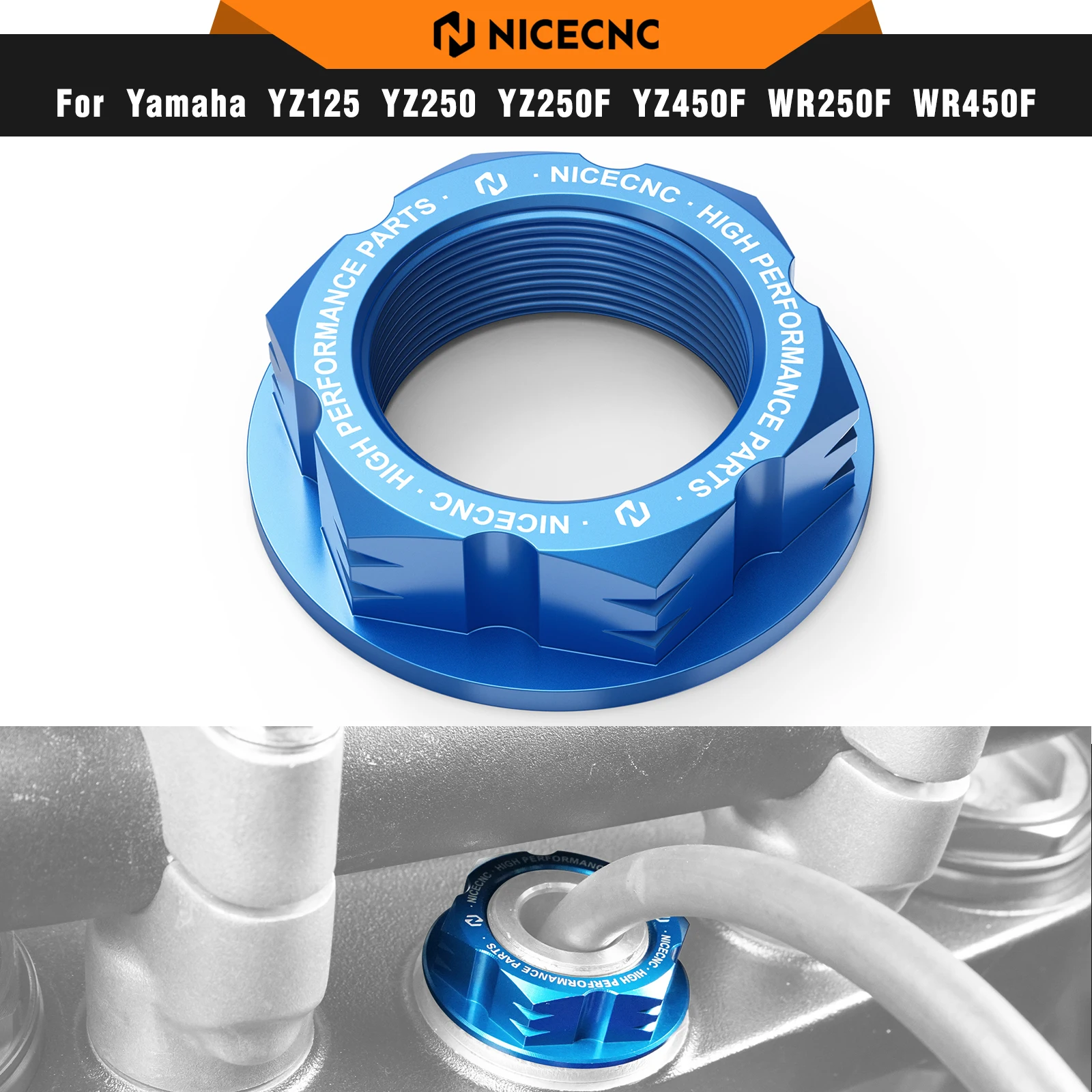 NICECNC Für Yamaha YZ250 YZ125 2006-2021 Motorrad Lenkkopfmutter Abdeckung YZ125X YZ250X YZ250F YZ450F WR250F WR250FX WR450F