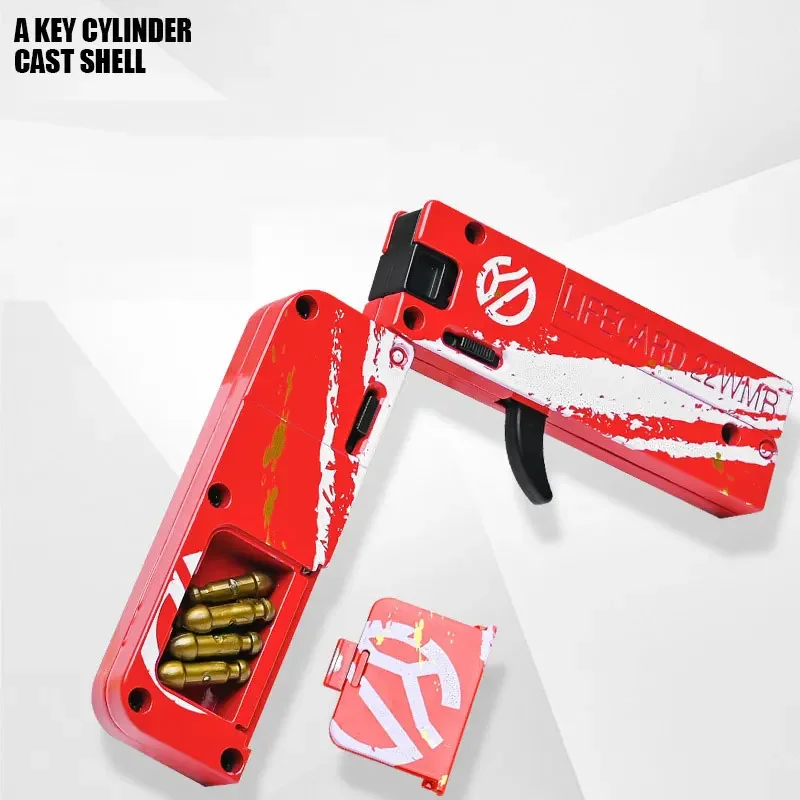Toy Gun 2.0 Upgraded Lifecard Alloy Folding Gun Toy Soft Bullet Blaster Shooting Model Firing Pistol For Adults Kids Boys Birthday Gifts