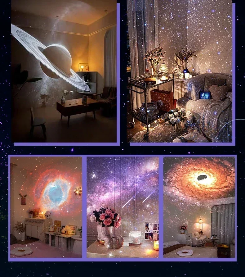 Veilleuses de budgétaire d'étoiles de galAct 3D, rotation de planétarium à la maison, budgétaire de ciel étoilé, lampe de nuit, décor de chambre d'enfants, cadeaux romantiques