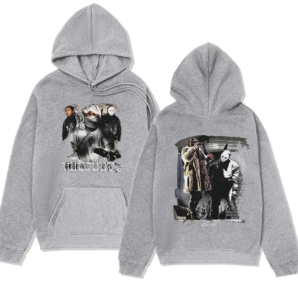 Rapper Kanye West Vultures Music Album Hip Hop Hoodies Men's Women's Fashion Oversized Hooded Sweatshirts Streetwear Pullover