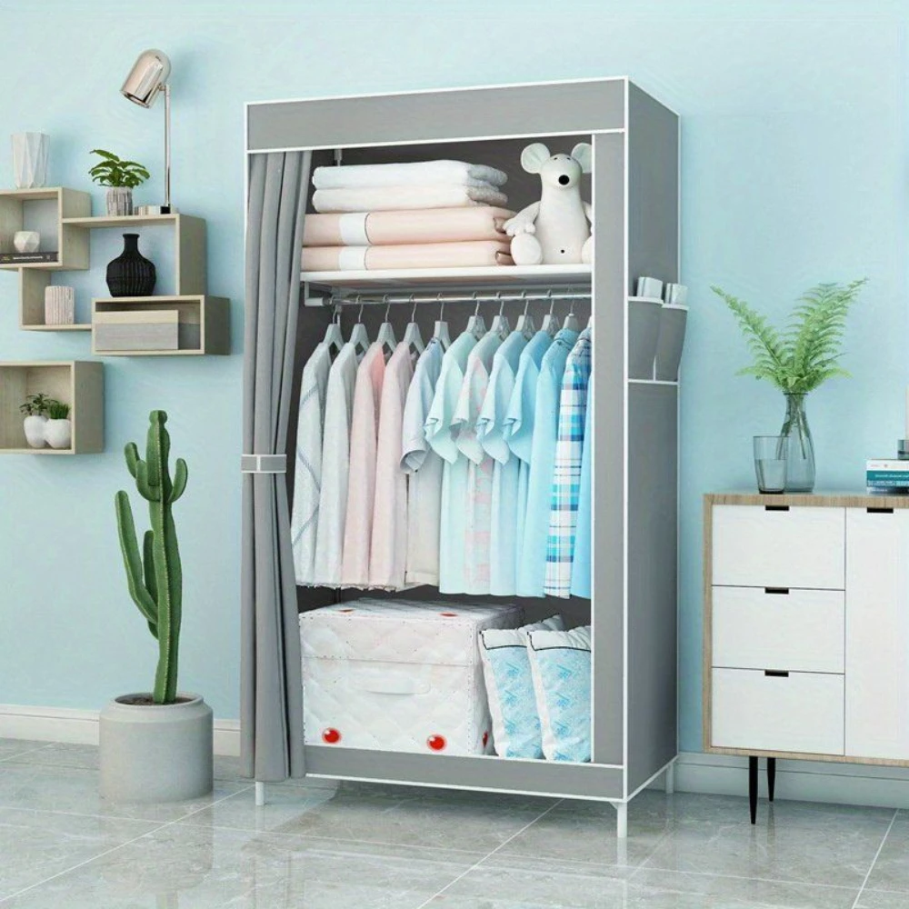 Storage Cabinet Simple Wardrobe Foldable Closet Minimalism Fabric Dust Proof Foldable Clothing Hanger Bedroom