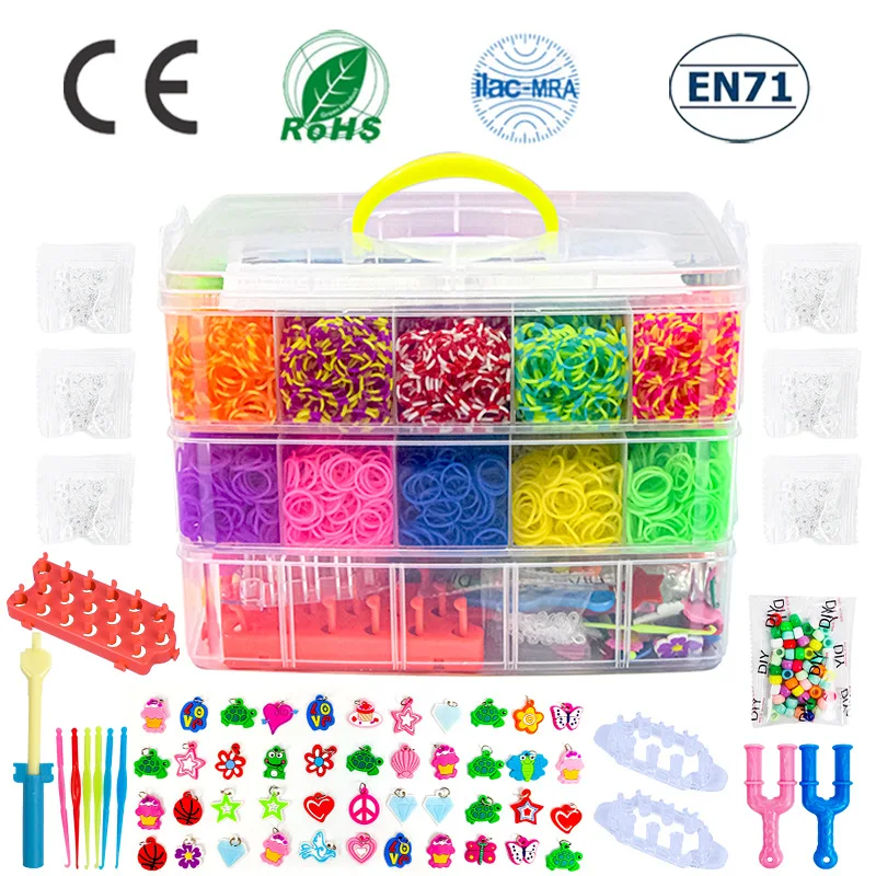 Elastici fai da te scatola degli attrezzi per tessere Set creativo Kit di  braccialetti in Silicone elastico giocattoli per bambini per bambini regalo  per ragazze