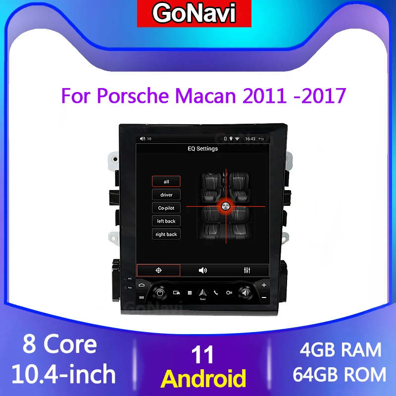 

Автомобильный мультимедийный плеер Qualcomm для Porsche Macan 2011 -2017 Tesla Style Android11 128G GPS Navi Радио головное устройство